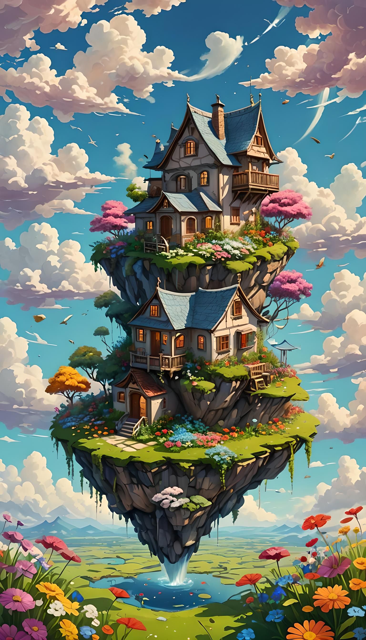 Floating Island Castle: Dream Scenery Art