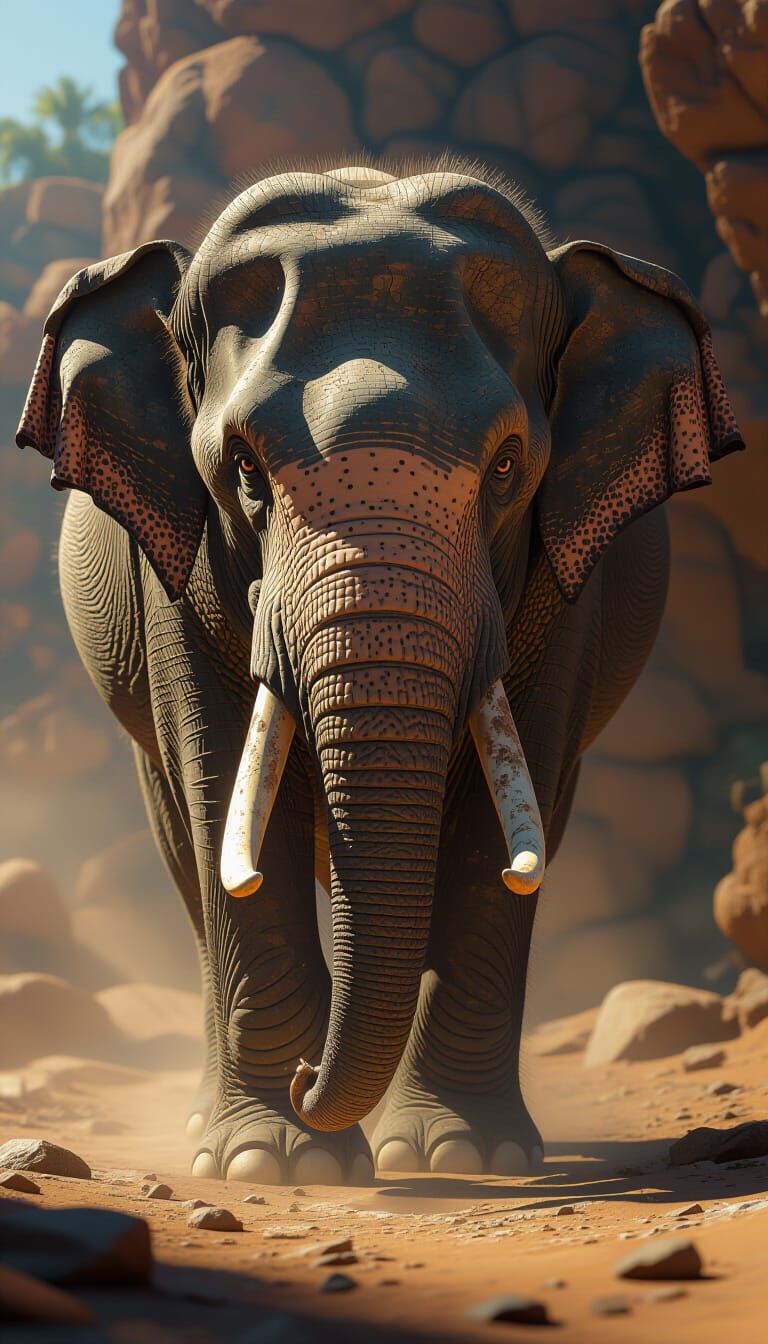 Elephant Skin Macro: Photorealistic Detail and Vibrant Color...