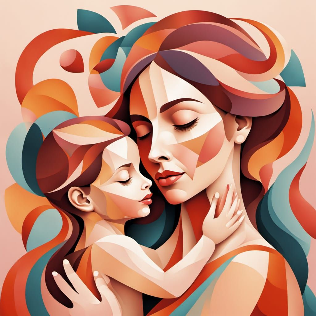 Surreal Geometric Representation of Motherly Love