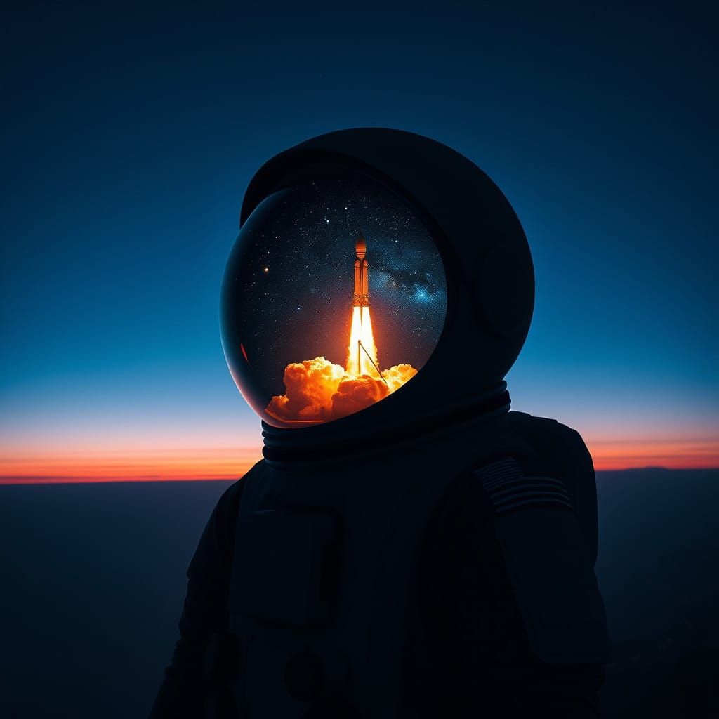 Cosmic Space Explorer in Dramatic Horizon Silhouette