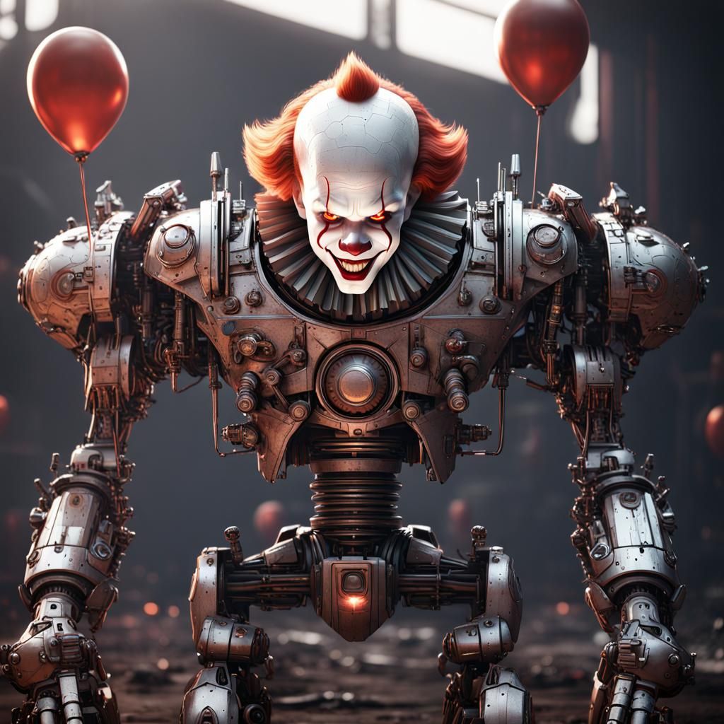 Futuristic Pennywise with Intricate Mech Details