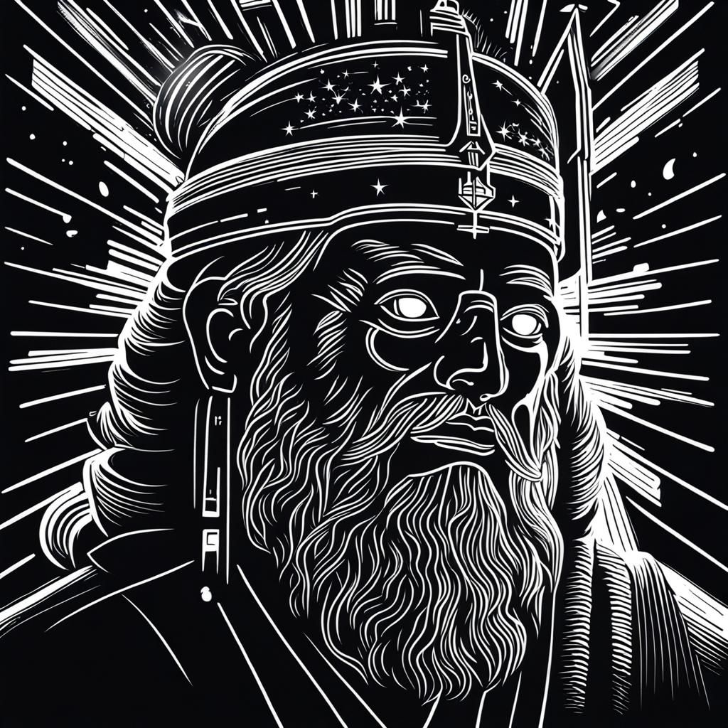 Synthwave Portrait: An Enlightened Ruler's Awareness