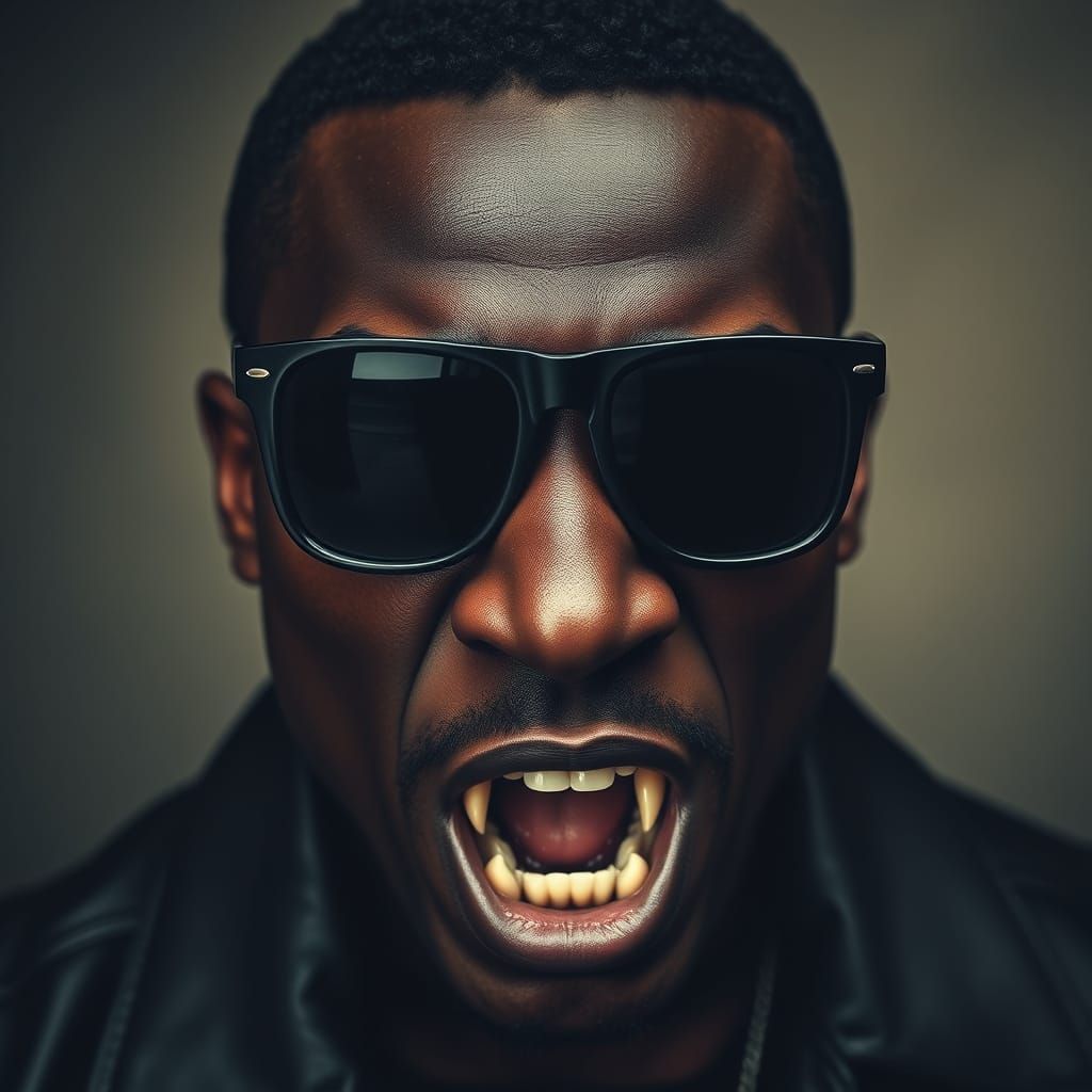 Moody Portrait of a Brooding Black Man in Film Noir Style