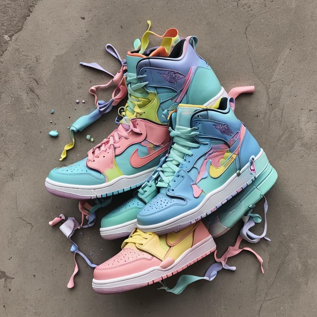Colorful Pastel Nike Jordans Drip Art