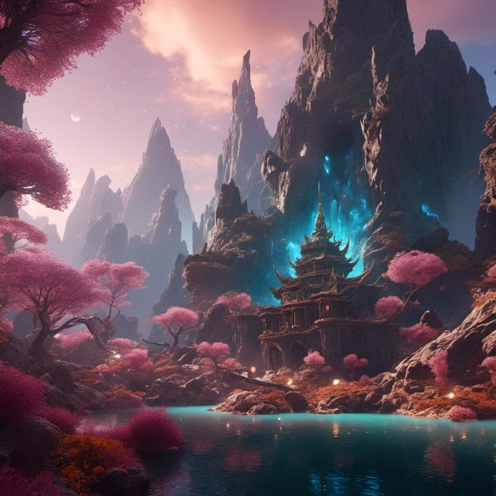 Detailed Matte Painting in Fantasy Concept Art Style