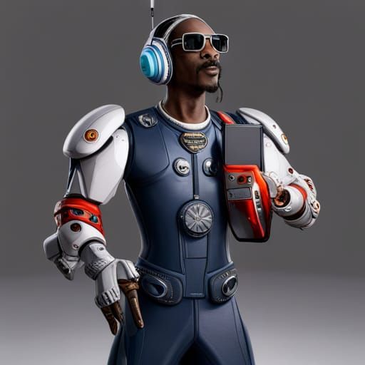 Snoop Dogg Robot with Walkman: Detailed Digital Art