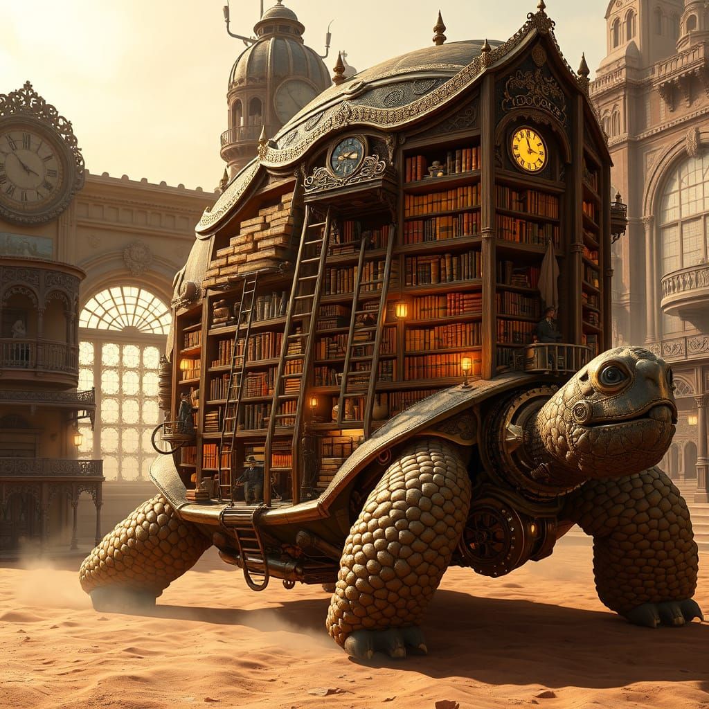 Mechanical Tortoise Carries Steampunk Library Through 19th-C...