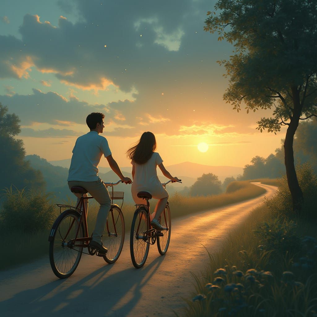Ethereal Twilight Ride in a Dreamy Landscape