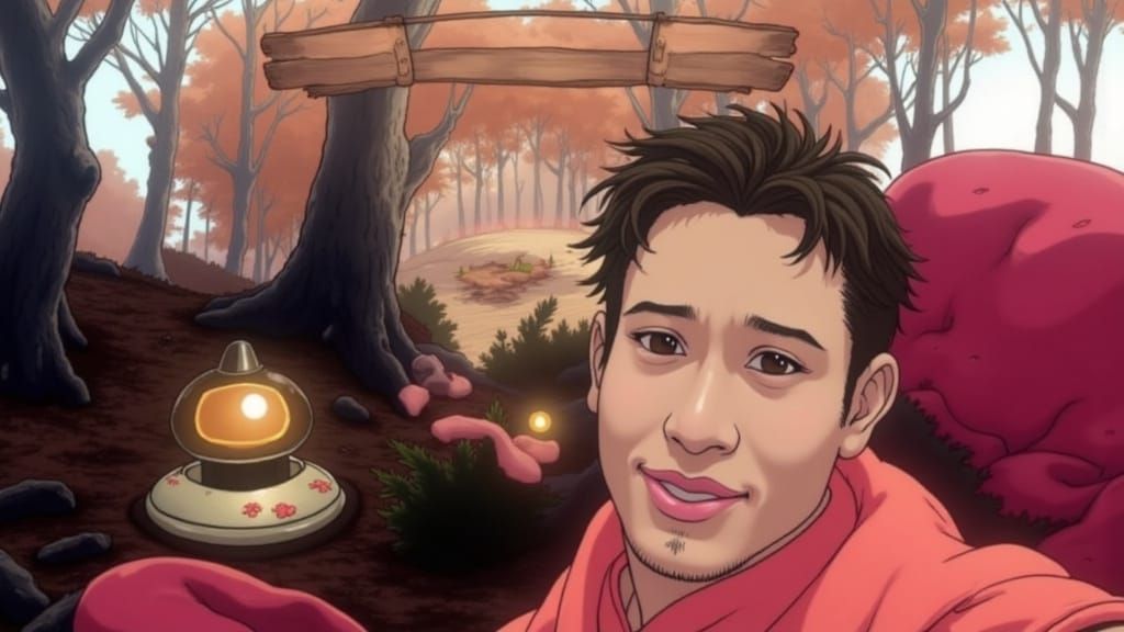 Whimsical Ghibli-Inspired Landscape with Delicate Watercolor...