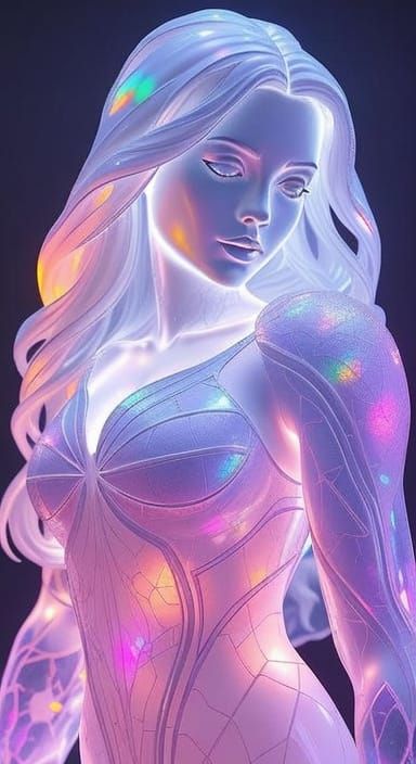 Opalescent Emma Frost Digital Sculpture in Giger Style