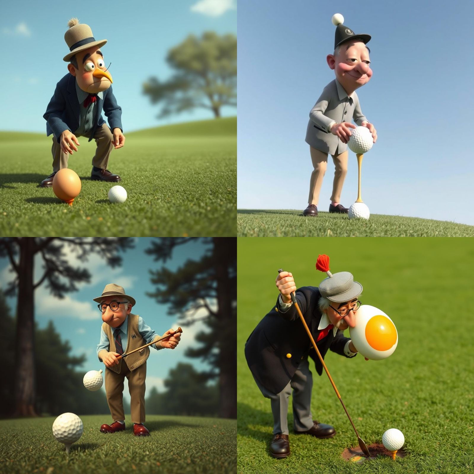 Monsieur Hulot Plays Golf with Angry Egg