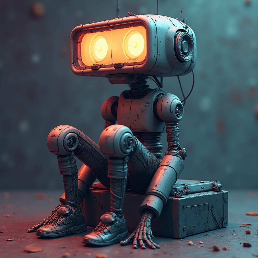 Futuristic Robot in Despair