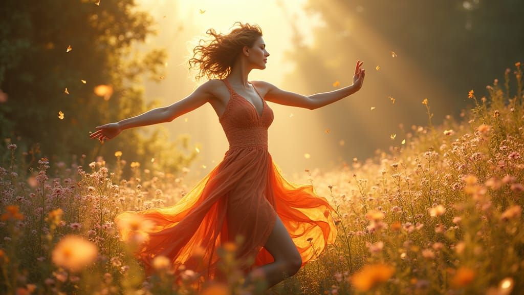 Ethereal Summer Dance in Vibrant, Intricately Detailed 3D Ar...