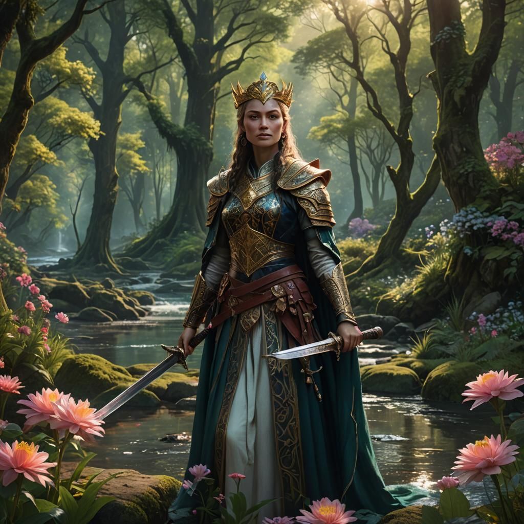 Alien Priestess Portrait in Lush Forest, Fantasy Concept Art