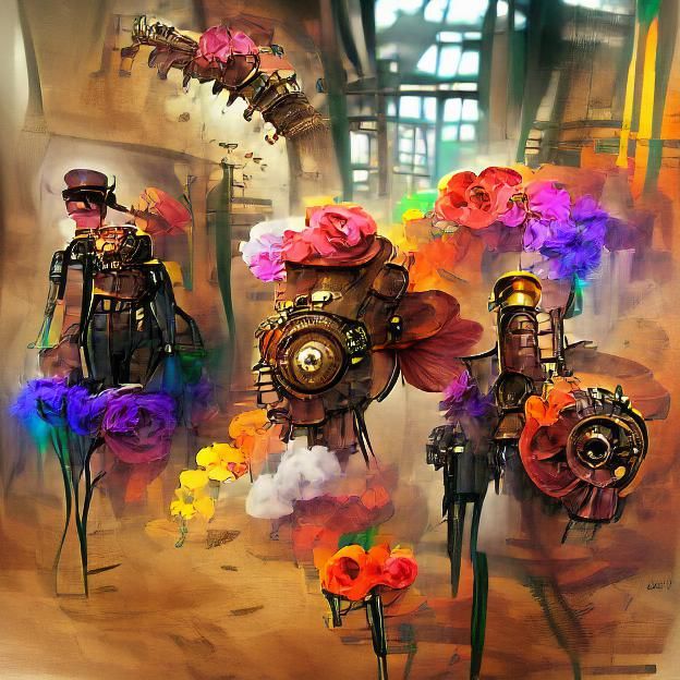 Colorful Steampunk Floral Concept Art