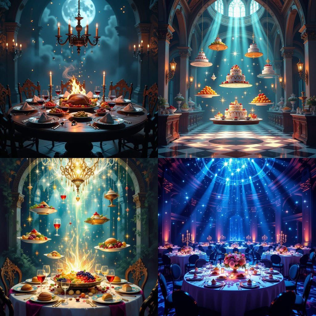 Magical Levitating Feasts Floating in Mid-Air
