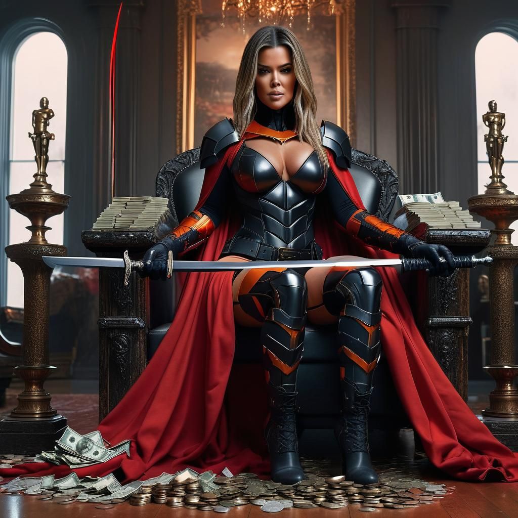 Deathstroke Inspired Armor on a Throne, Digital Art