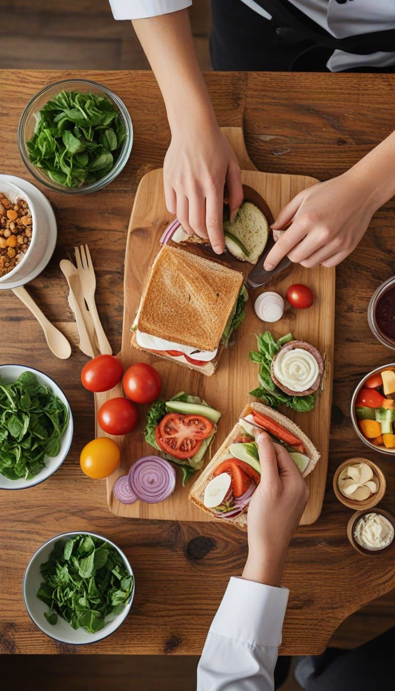 Chef Prepares Sandwich in Whimsical Flat Design