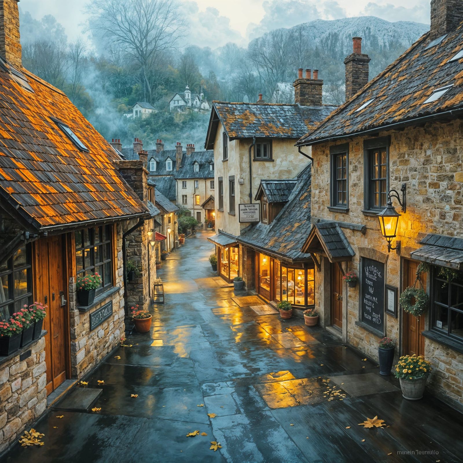 Welsh Farmstead in Autumn, Impasto Style