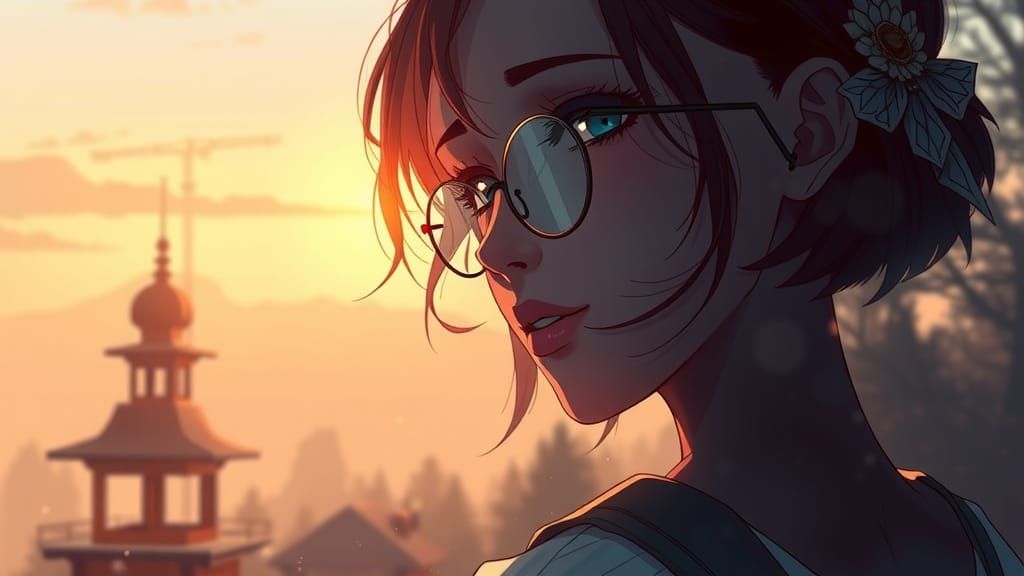 Ethereal Double Exposure Portrait in Manhwa Style