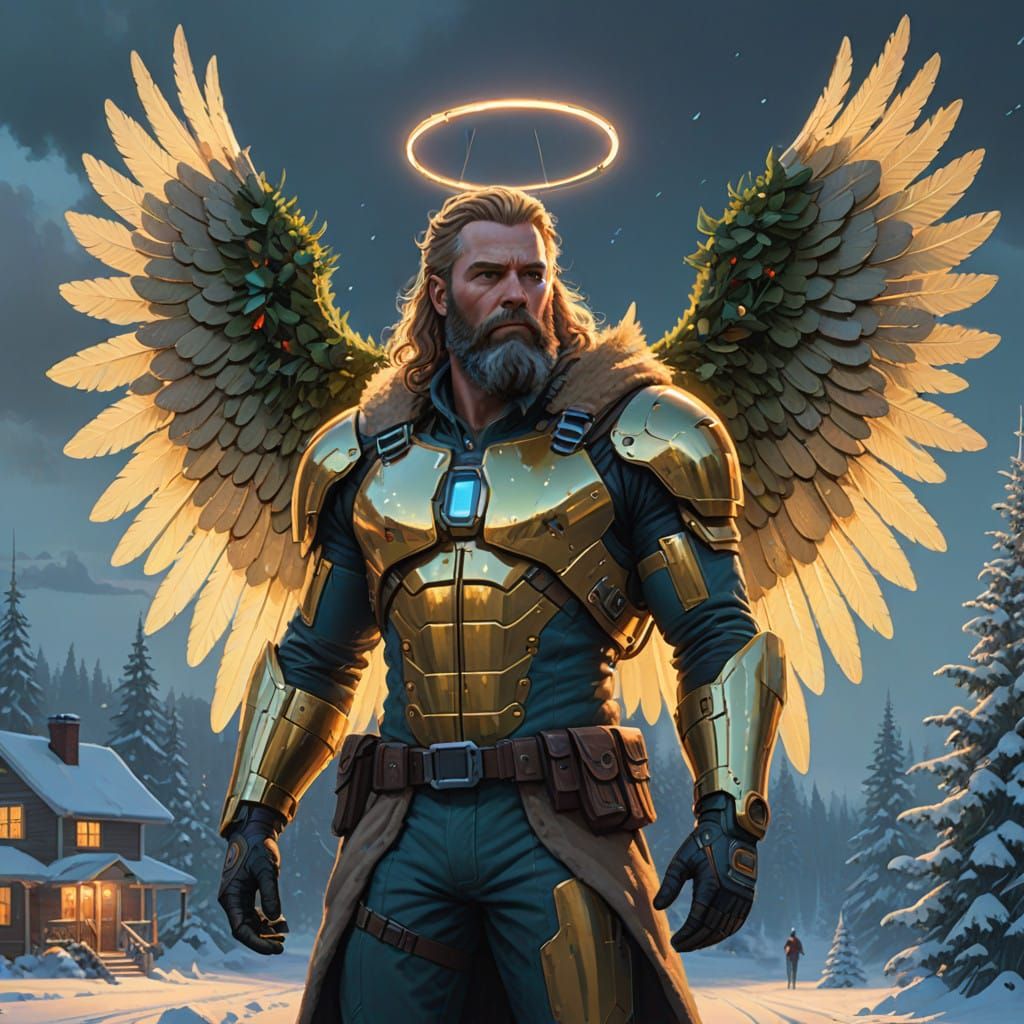 Chiseled Angel of Christmas Wonder in Stunning 3D Style