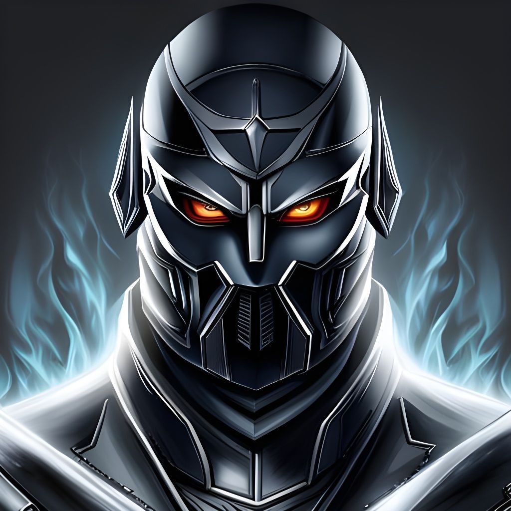 Sinister Demonic Ninja Portrait in Hyperdetailed Photorealis...