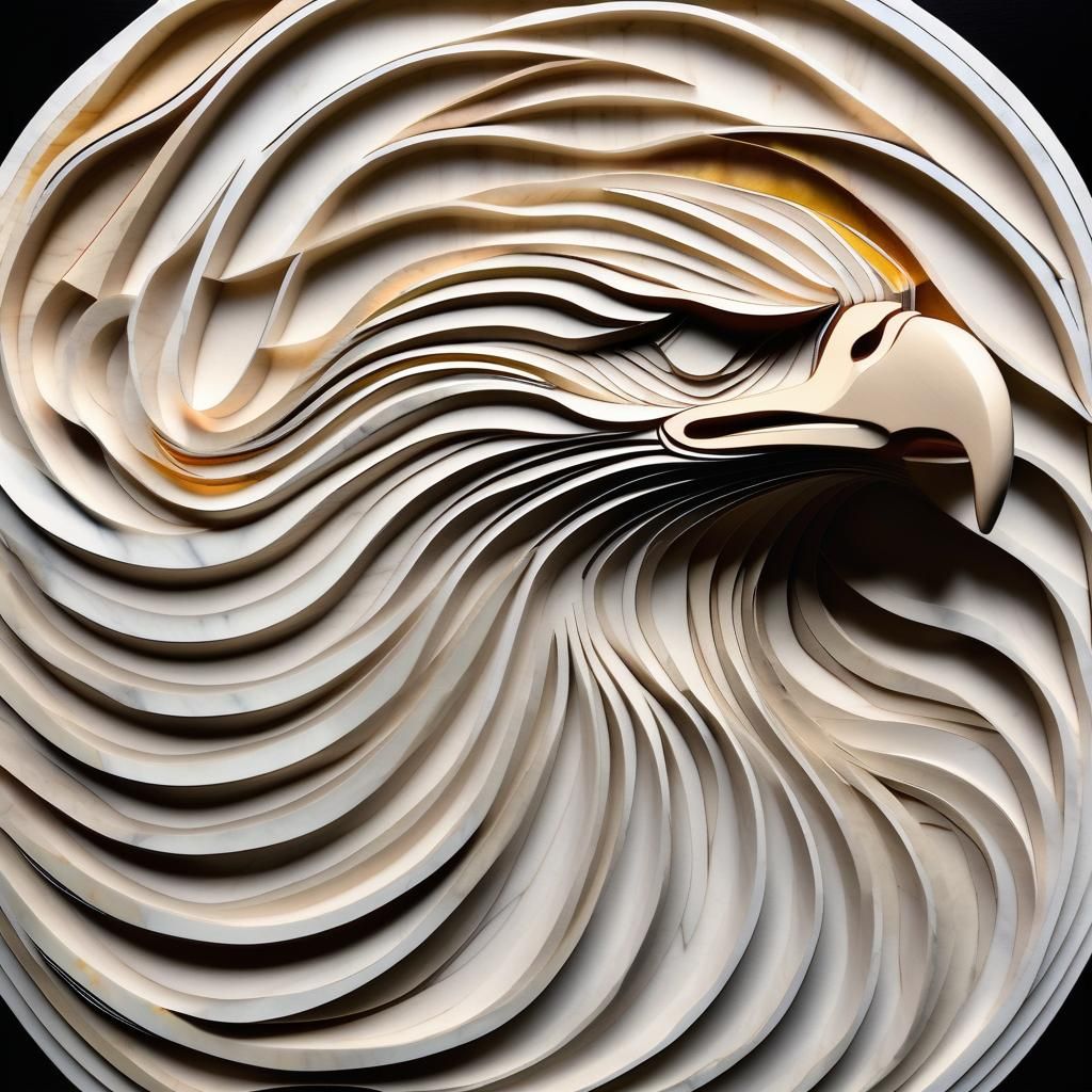 Polished Marble Eagle: Abstract Geometric Sculpture