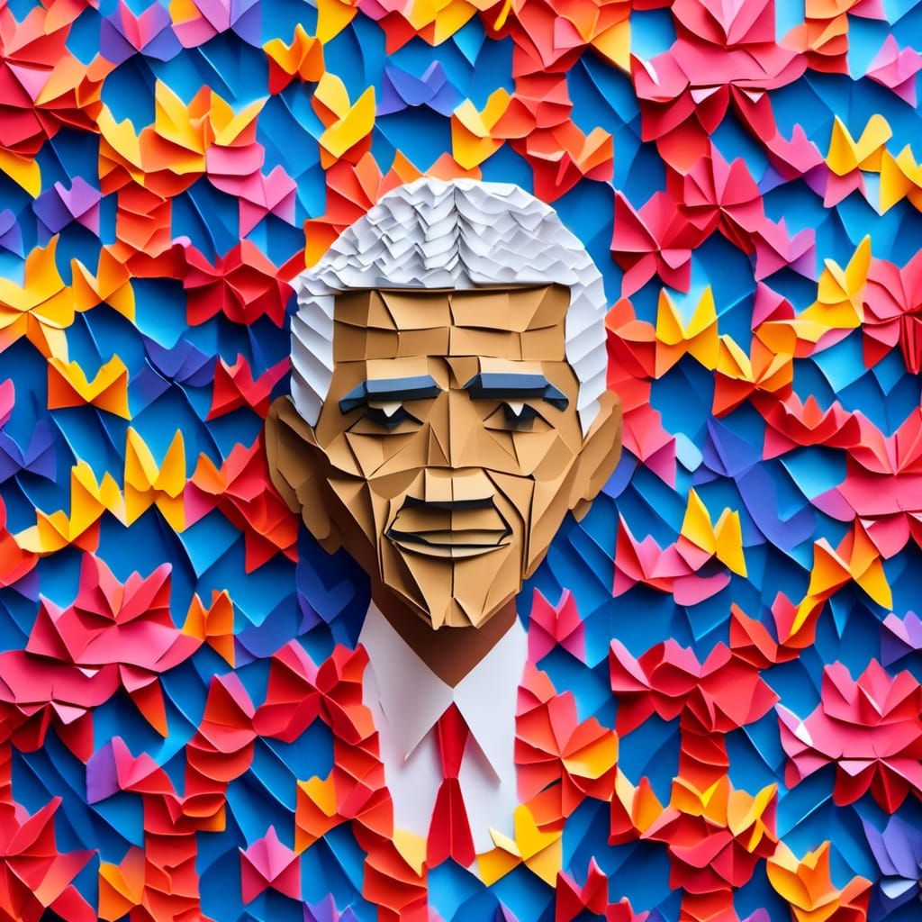Hyperreal Origami Paper Portrait