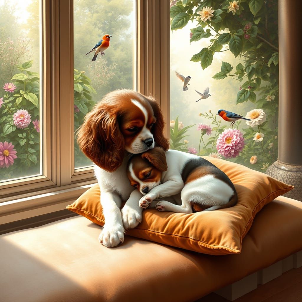 Cavalier King Charles Spaniel Puppy Nursing