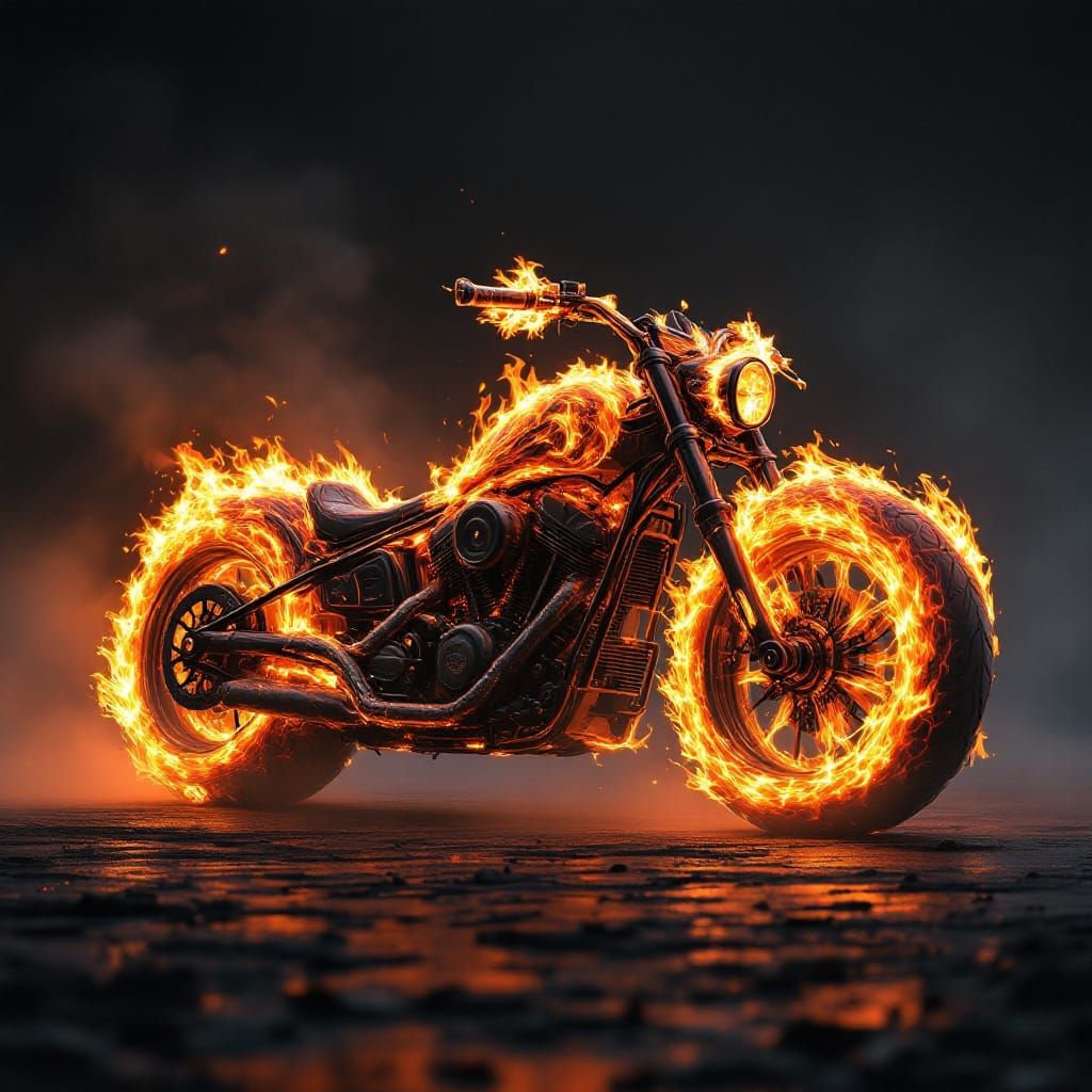 Infernal Motorcycle Crafted from Dancing Flames