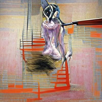 Girl Using Instagram in Francis Bacon Style
