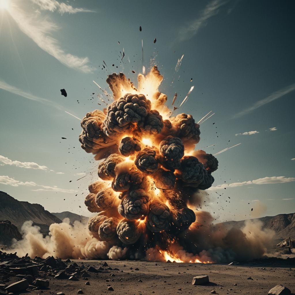 Dramatic Explosion in Cinematic Film Style
