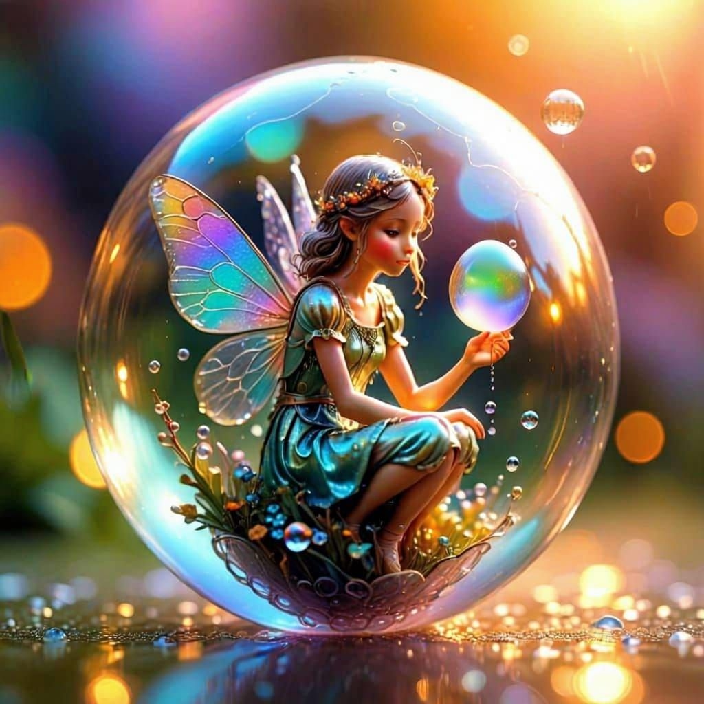 Whimsical Bubble Fairy in Digital Art