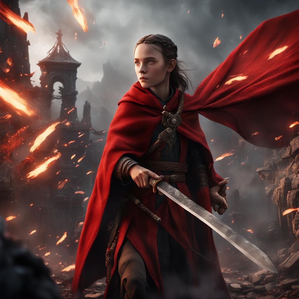 Girl with Braid in Smoky Fantasy Scene