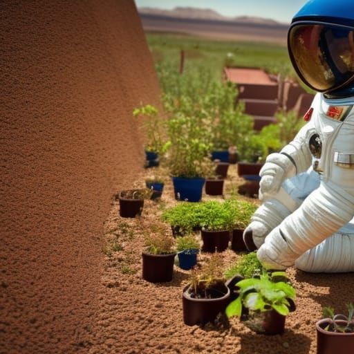 Astronaut Gardening on Mars with Greenhouse