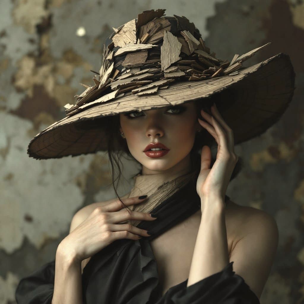 Woman in Wood Silhouette: A Photorealistic, Industrial Portr...