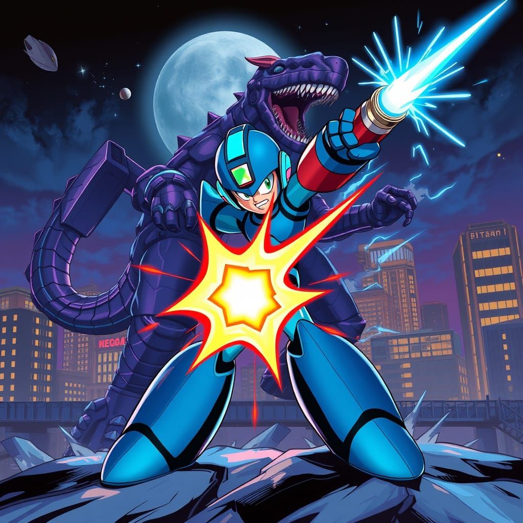 Mega Man Charges Star Crash Mega Buster