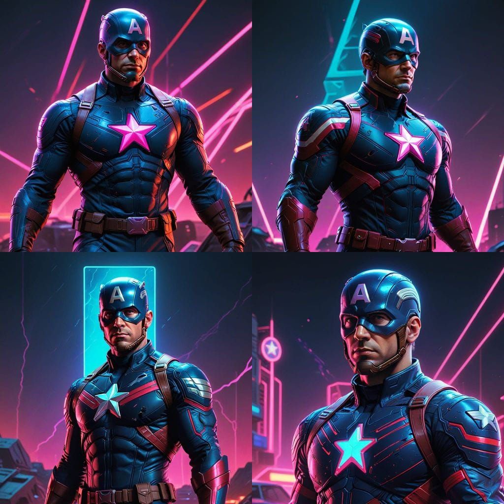 Captain America in Retro-Futuristic Synthwave