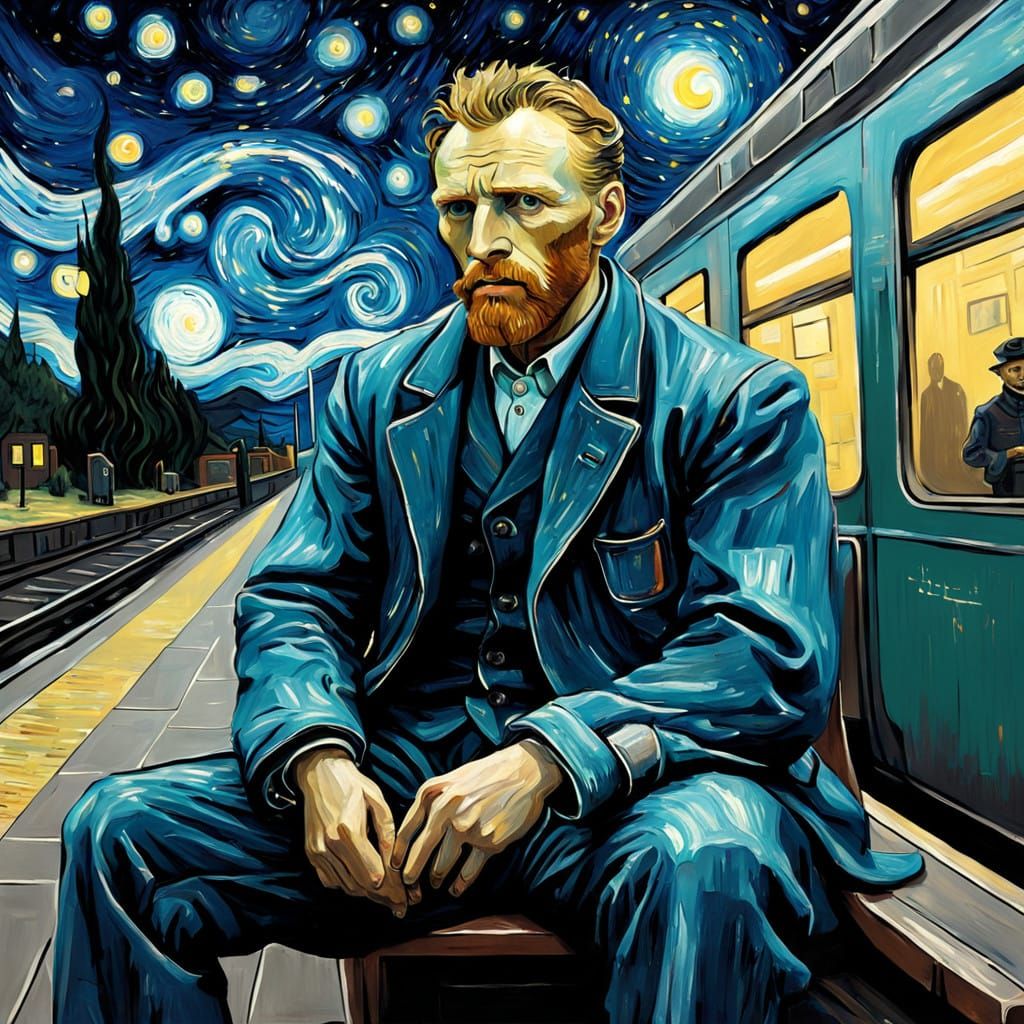 Starry Night Cyberpunk Van Gogh
