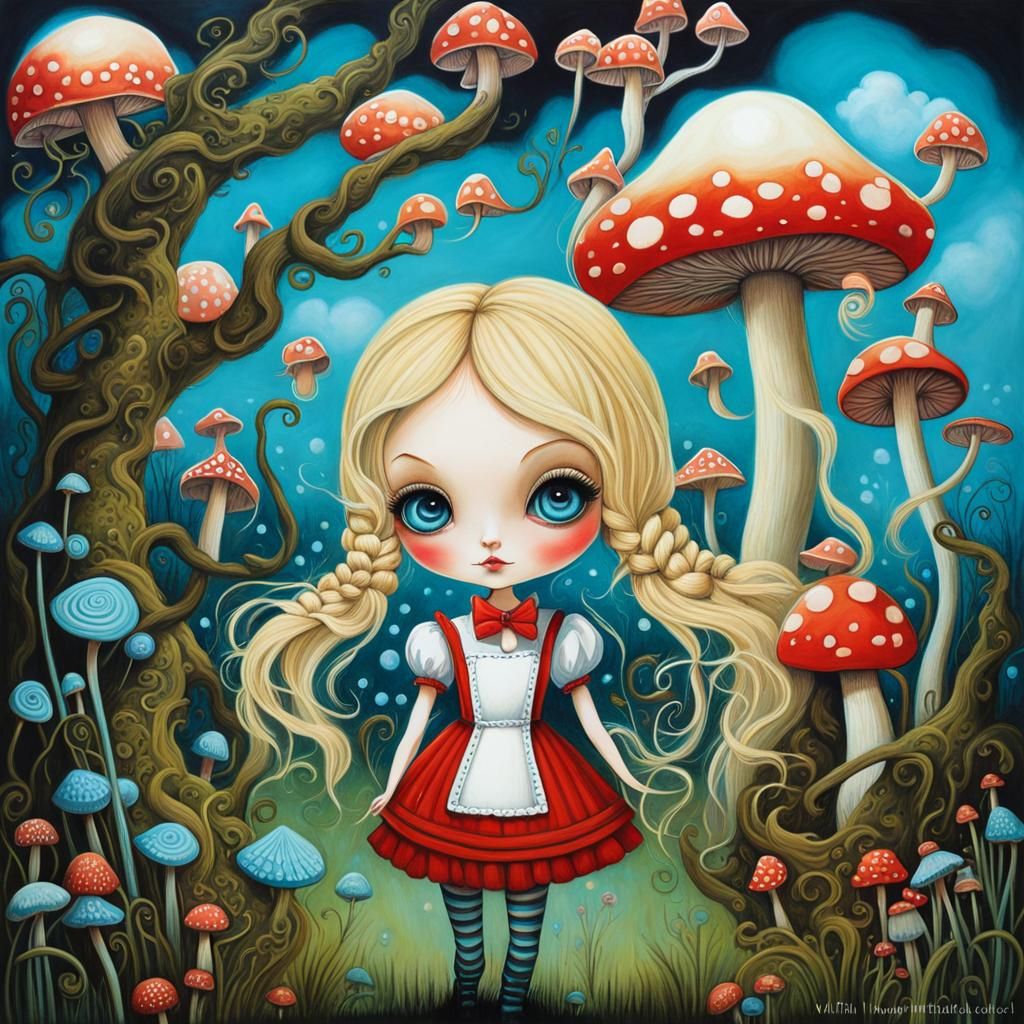 Alice in Wonderland in Surreal Whimsical Style