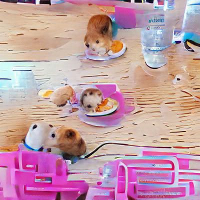 Hamsters Enjoying Brunch Together