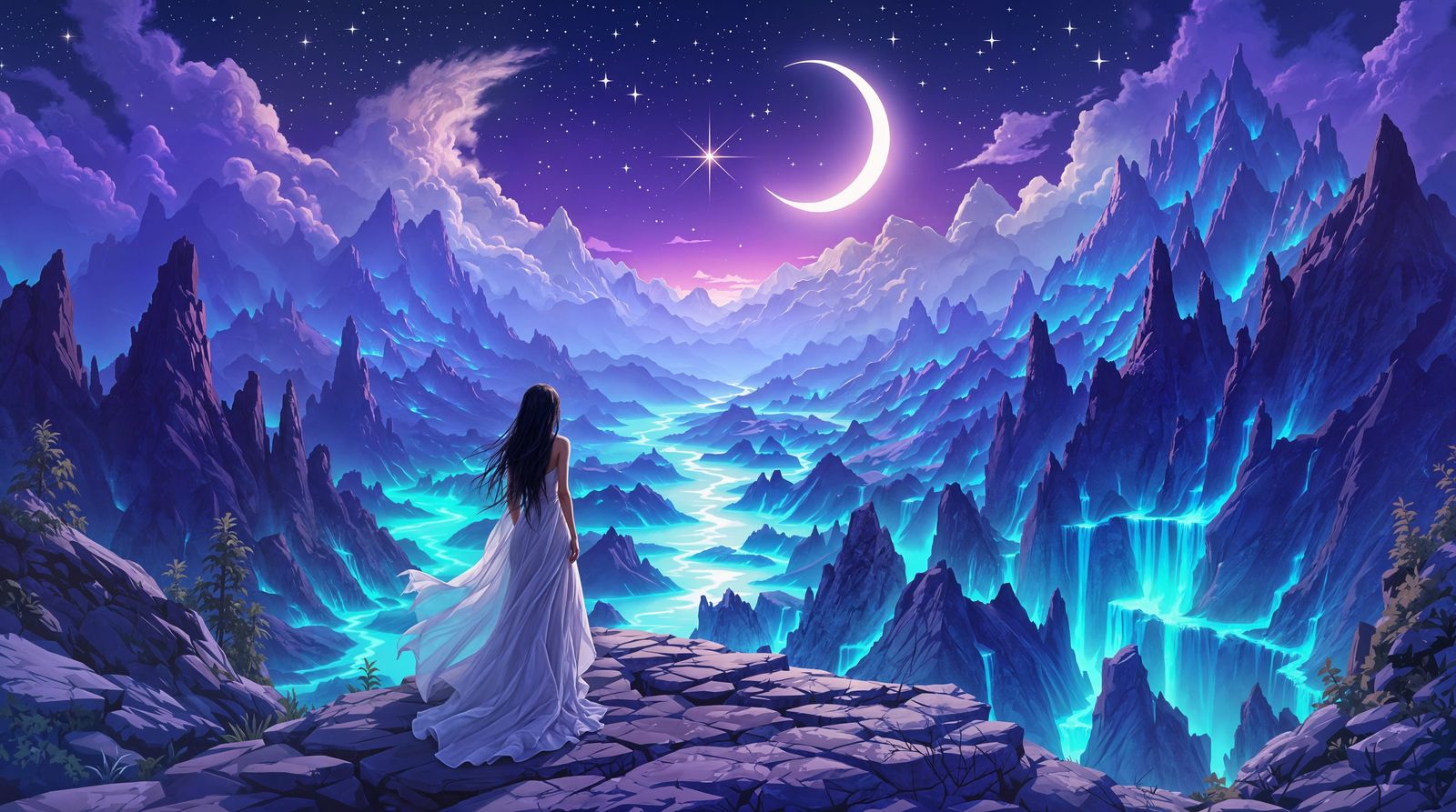 Ethereal Goddess in a Fantastical Turquoise Realm