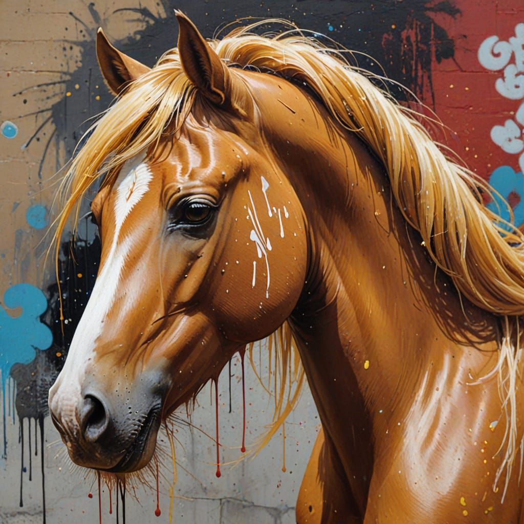 Elegant Horse in Graffiti Art Style