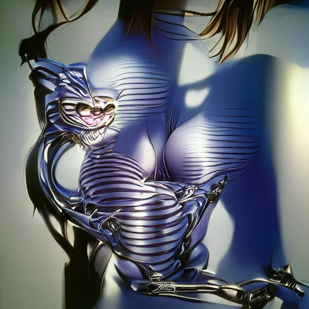 Futuristic Cheshire Cat in Sorayama Style