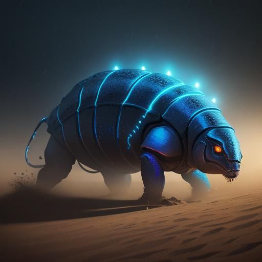 Bioluminescent Sandworm Emerges in Neon Desert