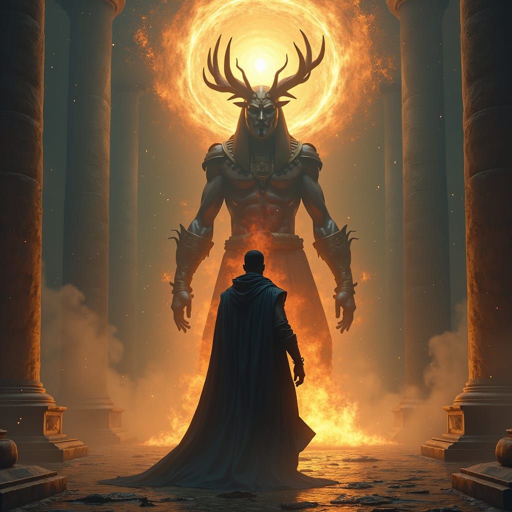 Guy Fawkes Confronts Anubis in Mystical Underworld