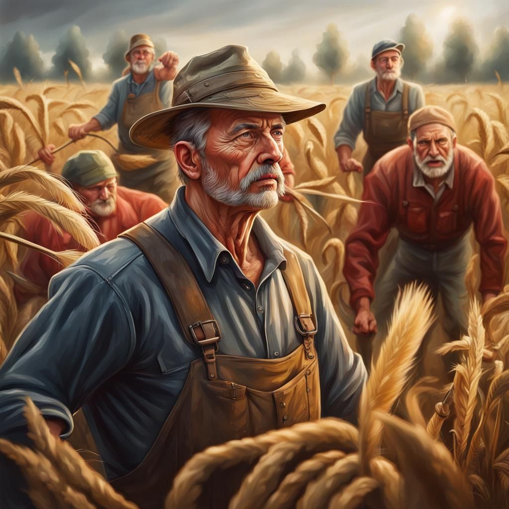 German Farmers Protest: Hyperrealistic Splash Art