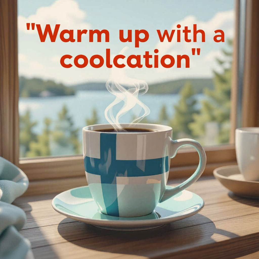 Finnish Flag Coffee Mug in Scandinavian Holiday Home