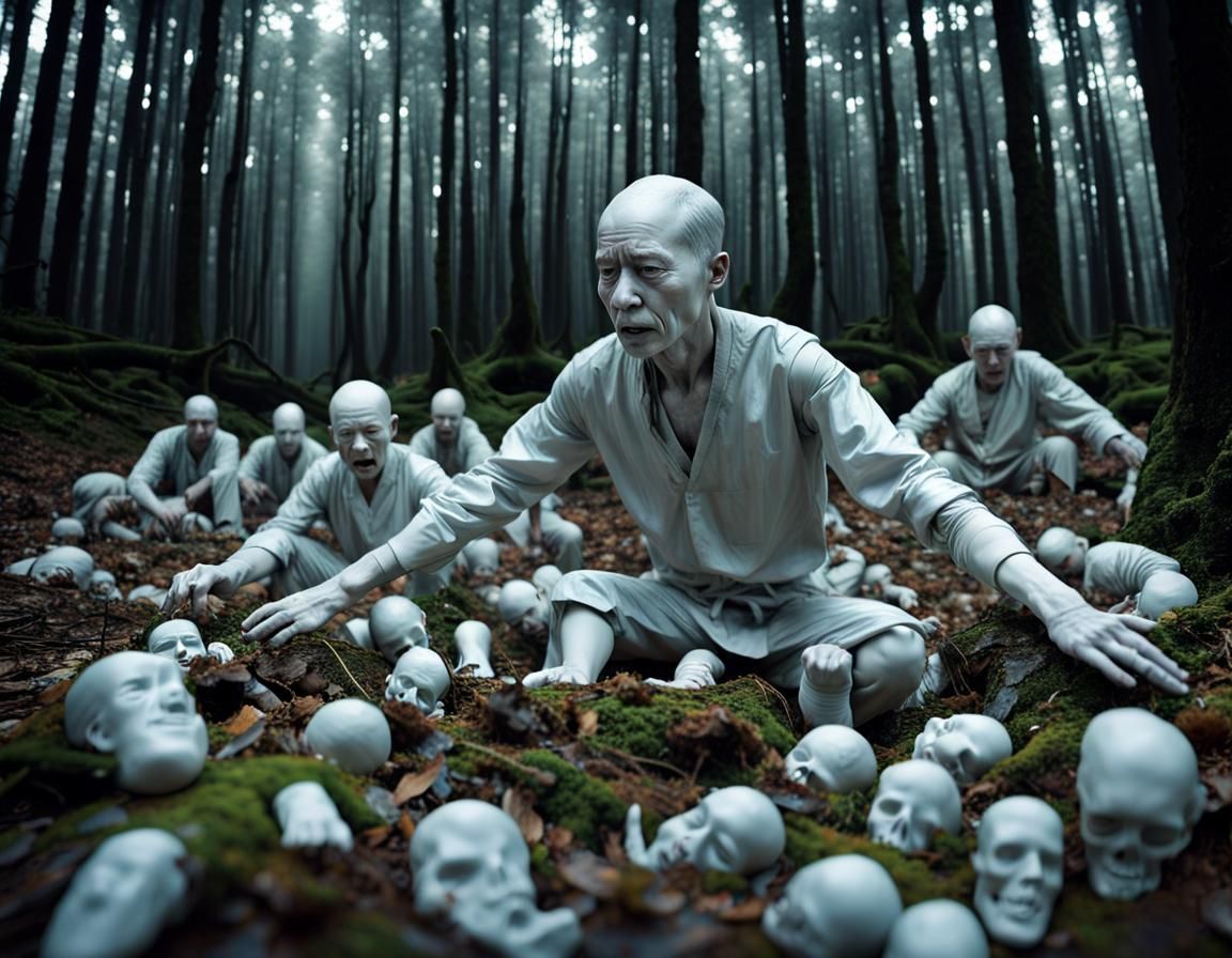 Surreal Aokigahara Stop-Motion Photograph in Hyperrealism
