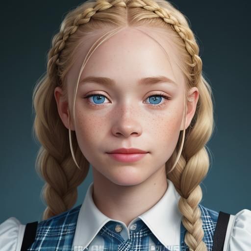 Portrait of a Scandinavian Girl with Golden Braids